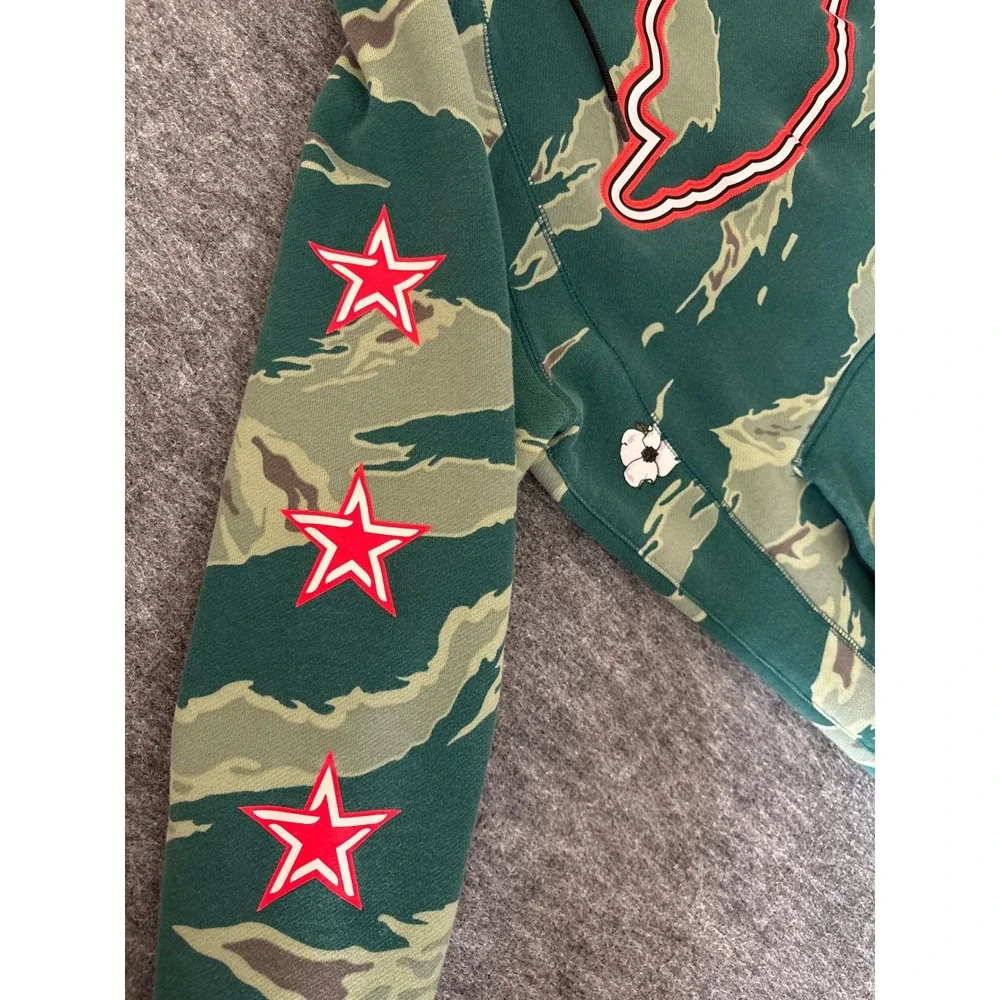 Jordan Flight Issued Mens XL‎ Green Tiger Stripe Camo Hoodie Jumpman Stars Patch